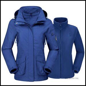 Waterproof Ski Jacket 3-in-1 Windbreaker Winter Coat Fleece Inner